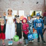 group of kids dressed up for Halloween