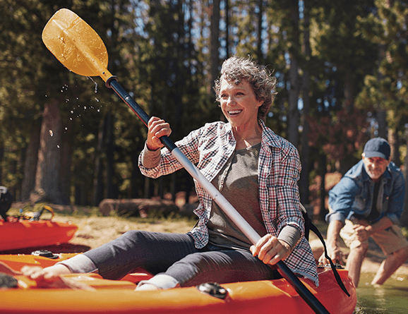 senior woman kayaking