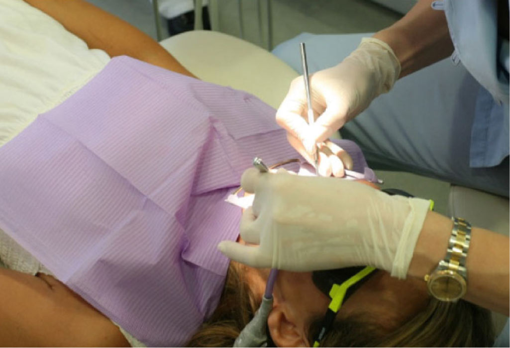 dental patient undergoing oral surgery