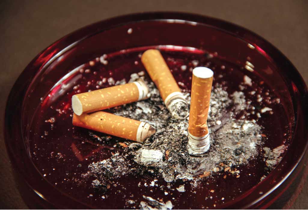 cigarette butts in an ashtray