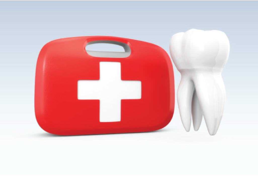 dental emergency kit next to a tooth